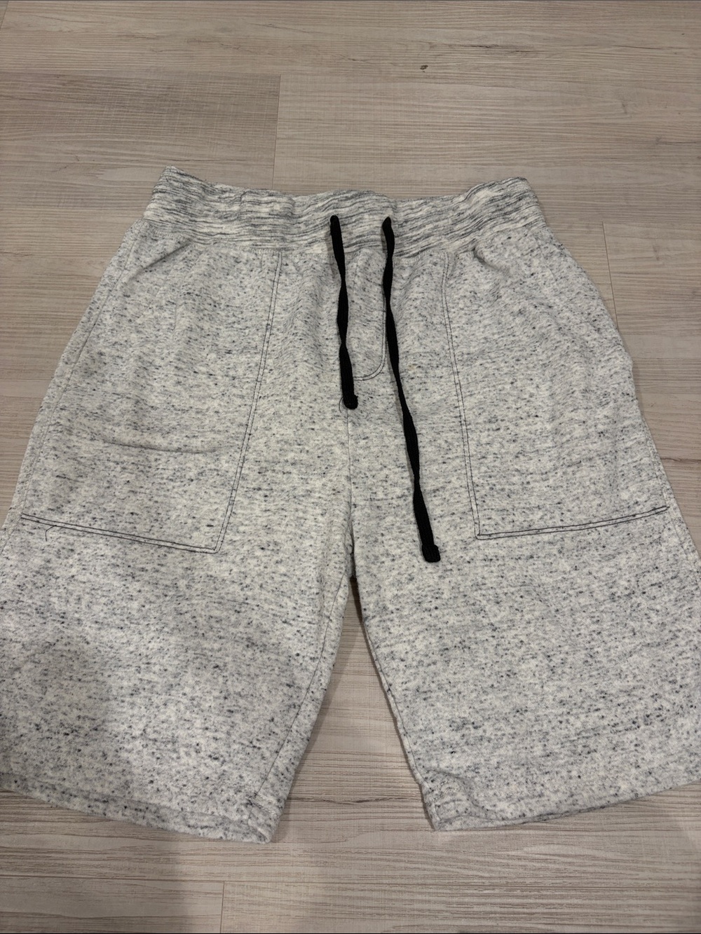 Brooklyn Cloth Light Heather Gray Knit Drawstring Shorts with Black Cord